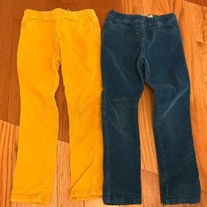 Mini Boden girls corduroy Pants lot of two pairs Yellow & Blue 7Y